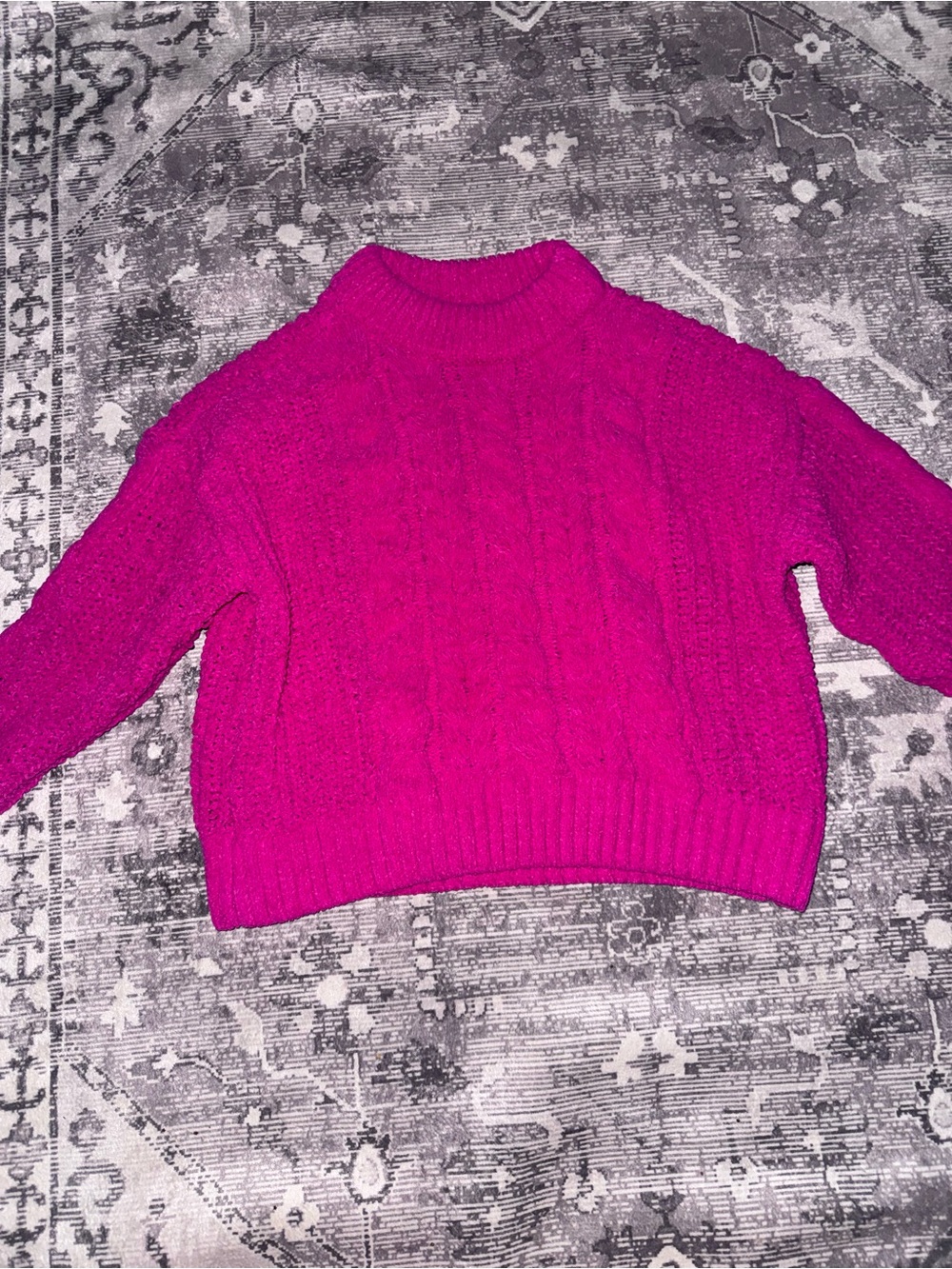 Bright Pink Cable-Knit kid Sweater